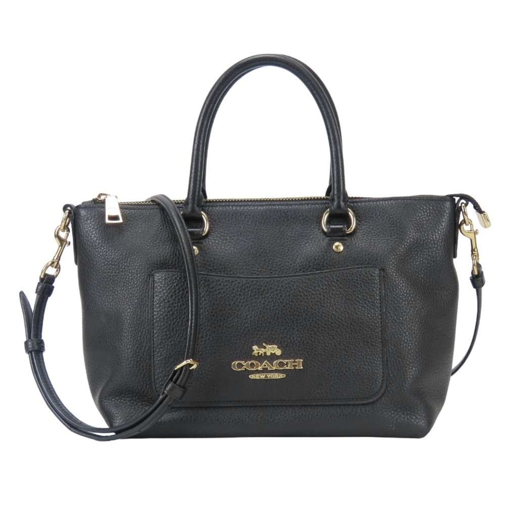 Coach handbag F31455 Leather Black Gold Hardware Shoulder Bag for Women COACH